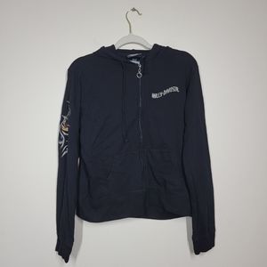 Y2K Harley Davidson graphic zip up sweatshirt embroidered tattoo style prints